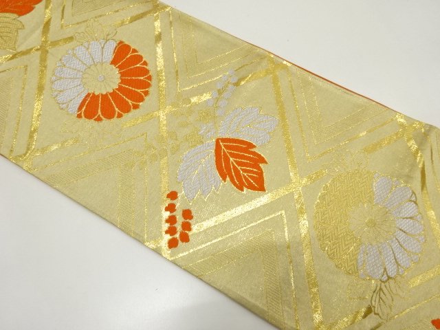 JAPANESE KIMONO / ANTIQUE FUKURO OBI / WOVEN TASUKI LATTICE